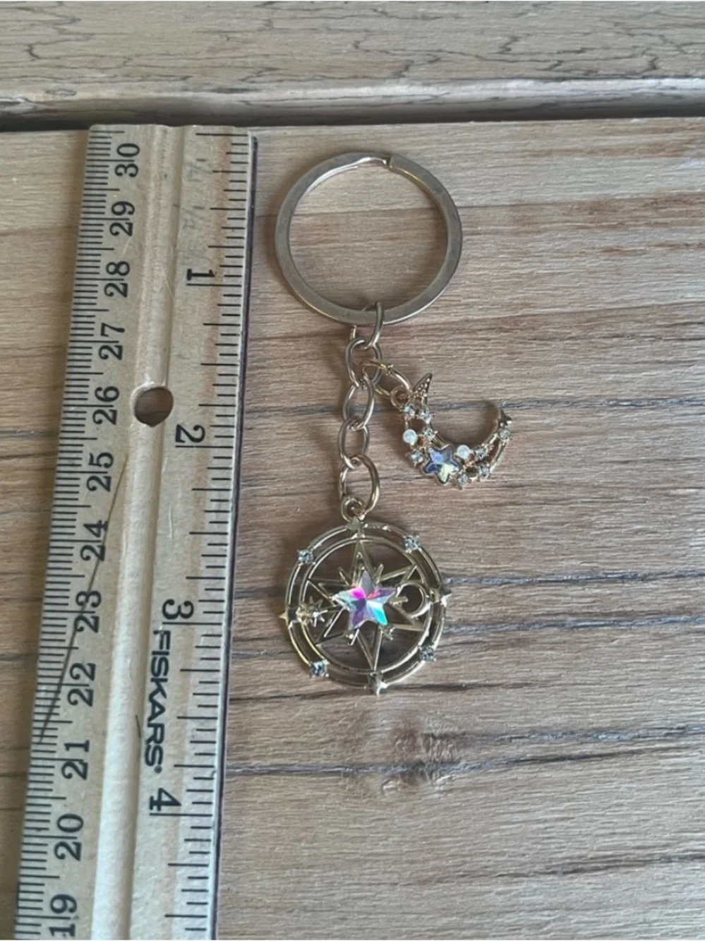 Bag Charm/Keyring-Star & Moon Compass Charm-Gold Hardware